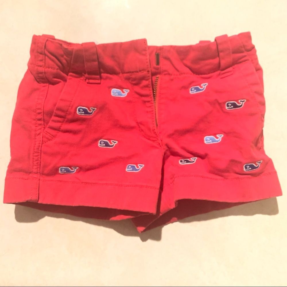 Vineyard Vines embroidered red shorts whale logo toddler